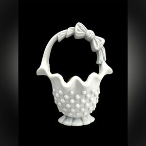 Vintage Burwood Products Wall Pocket White Hobnail Faux Milk Glass Vase MCM 2656